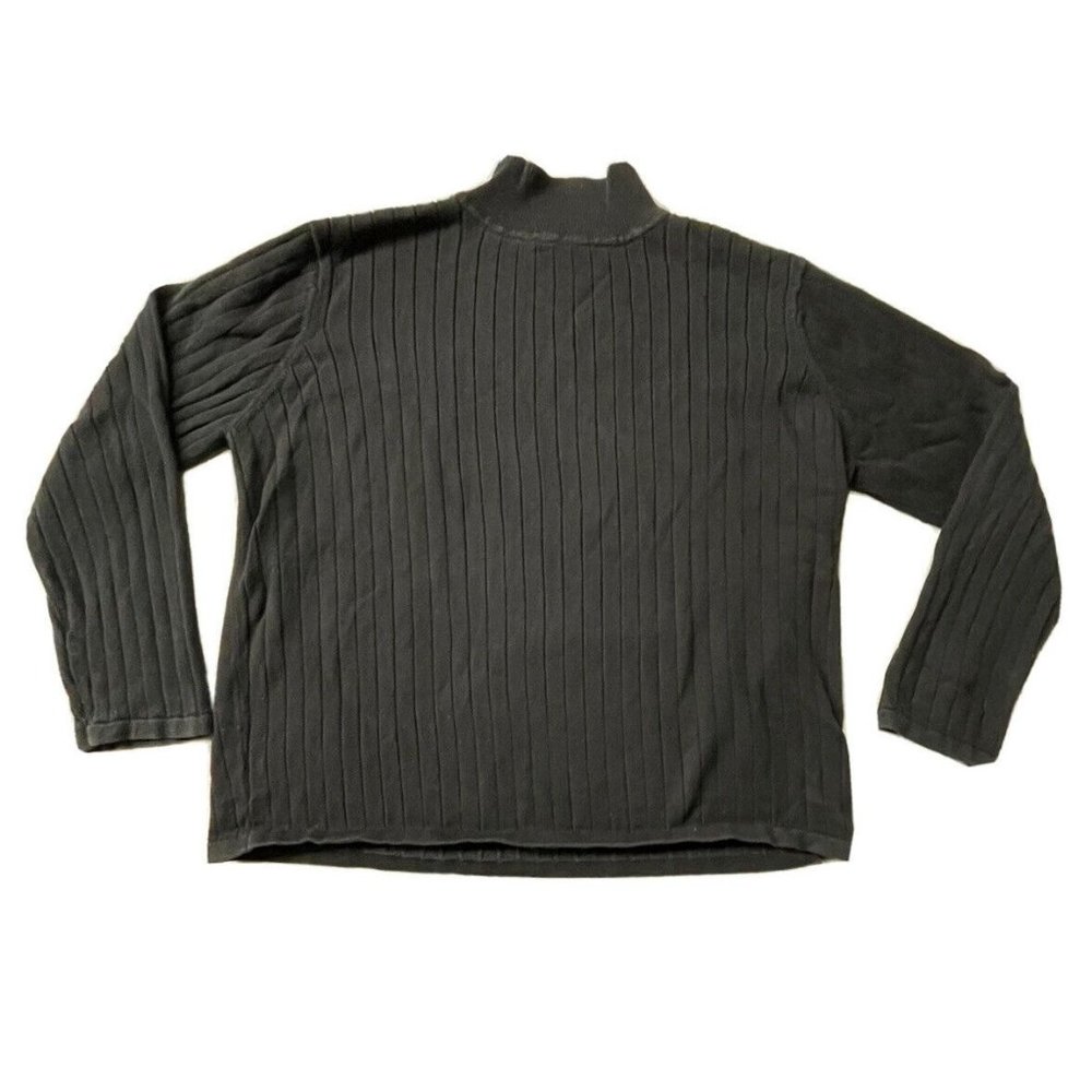 Womens XL Mockneck Black Ribbed Light Knit Sweater 90s Westbound